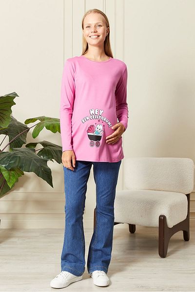 epaavm Long Sleeve Printed Maternity T-Shirt