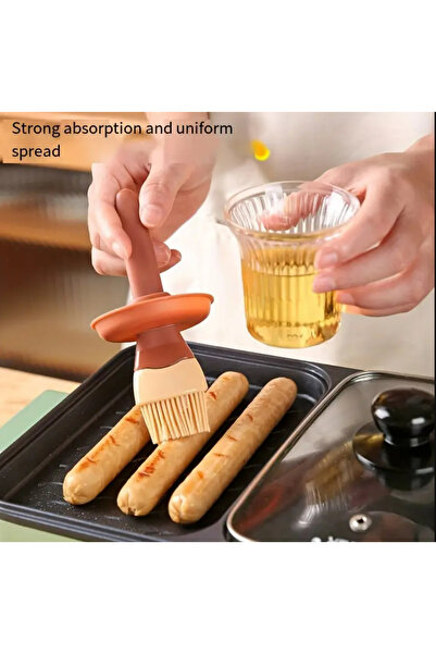 SYNOPE Oil Pot Jar with Lid Silicone Brush Practical Silicone Oil Egg Brush with Oil Pot Container