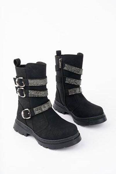 Jomoti Önü Taşlı Siyah Kız Çocuk Bot