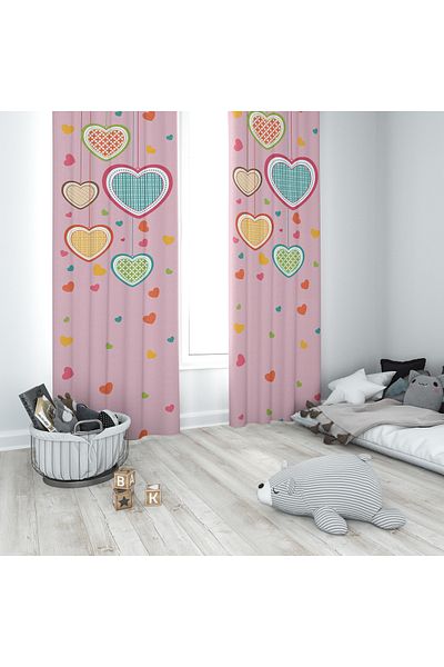 Şen Dekorasyon ΚΟΥΡΤΙΝΑ ΠΑΙΔΙΚΟΥ ΦΟΝΟΥ SARKAN COLORFUL HEARTS