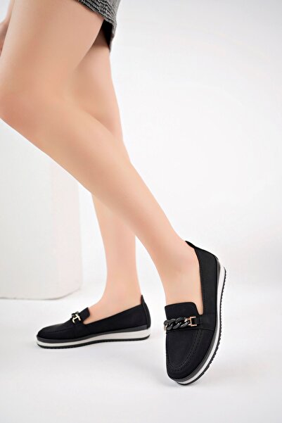 NESKA Dolgu Topuk Siyah Kot Ayakkabı