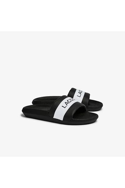 Lacoste slippers black online