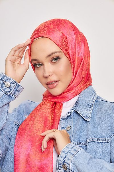 Scarf Φούξια πορτοκαλί Gi Shine Jacquard σάλι
