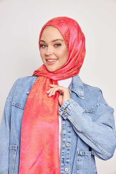 Scarf Φούξια πορτοκαλί Gi Shine Jacquard σάλι