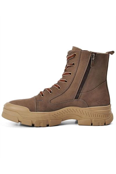 Voyager 8893 Zn Γυναικείες δερμάτινες μπότες σε σκούρο μπεζ Nubuck