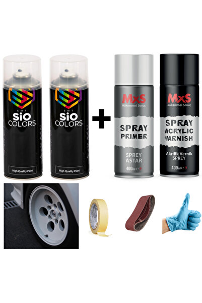 sıocolors JANT-SPOLİER BOYA SETİ 2 ADET SPREY + ASTAR + VERNİK + ZIMPARA + BA...