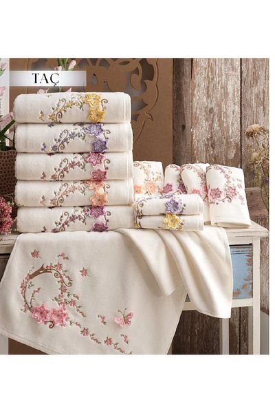 GONCA TEKSTİL Velvet 3D Butterfly Crown 6 Τεμάχια 50x90 cm