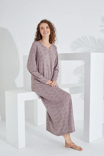 gd goldoremi 91412 Women's 100% Cotton Long Sleeve Dress Nightgown