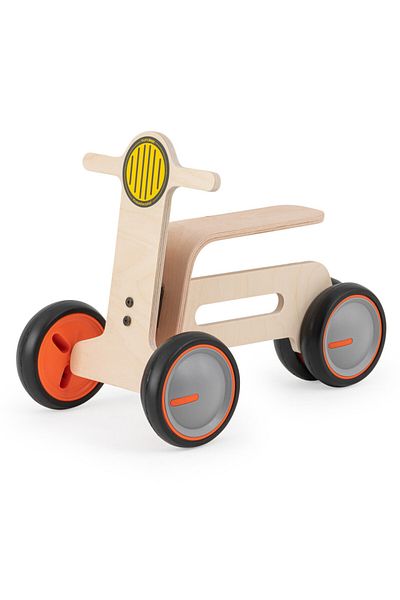 MAMATOYZ Bicicleta cu 3 roti pentru copii MamaToyz Tribike, din lemn natural, fara pedale