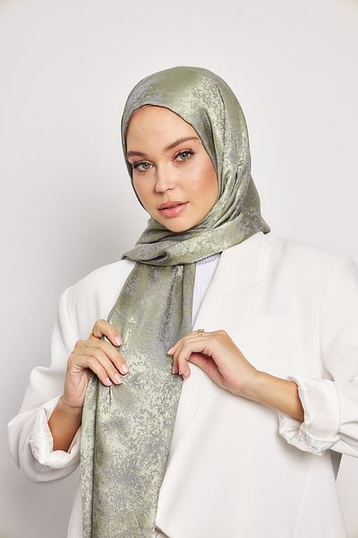 Scarf Gi Shine Jacquard Shawl - Σχέδιο Mint-Grey