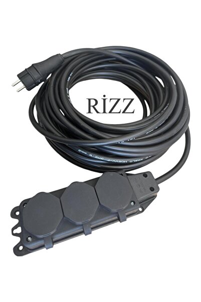 RİZZ 15 METRE 3'LÜ GRUP PRİZ 3x2,5 MM CCA TTR SİYAH RENK TOPRAKLI KAUÇUK SEYY...