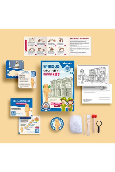 Arkerobox - Set Arheologic Educational Si Puzzle 3d, Efes - Biblioteca Celsus