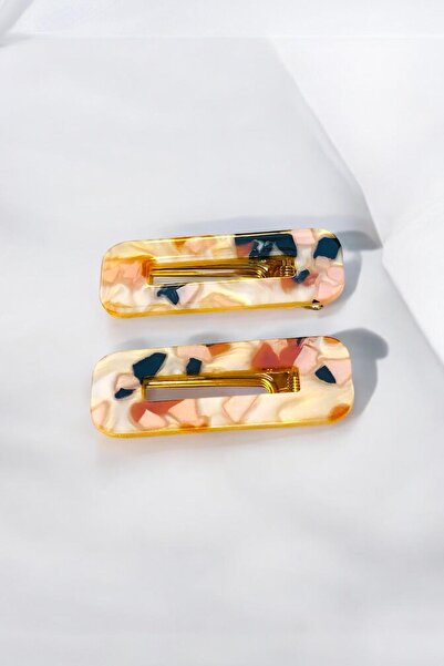 AYMETA Γυναικεία Ακρυλική Πόρπη 6,5 εκ. Χρυσό Μεταλλικό Σφιγκτήρα