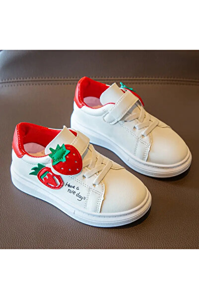 Yasee Rahat Sevimli Çilek Desenli Düşük Tabanlı Sneaker