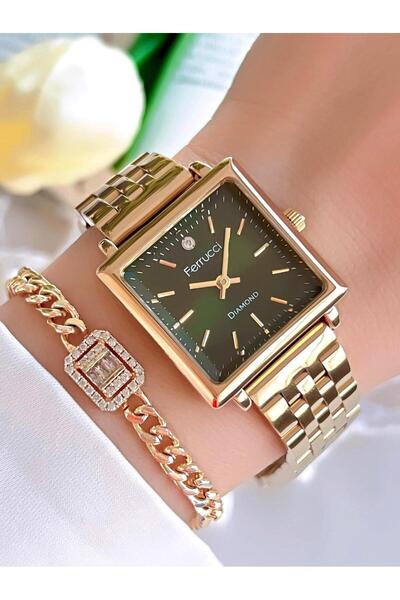Ferrucci Diamond Pırlanta Taşlı Ve Sertifikalı Özel Kutulu Kadın Kol Saati+Bileklik BFC.01118-03