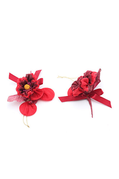 Lora Wedding 14cm 2 Pieces Cockina Red Colored Satin Fabric Christmas Flower ...