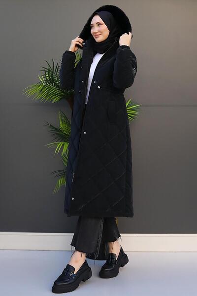 GİYZAMİLA Μπουφάν Clara με γούνα μαύρο