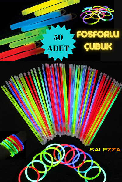 Genc Home Fosforlu Çubuk , Karanlıkta Parlayan Neon Çubuk , Parti Çubuğu (50 ADET) Koza Gift