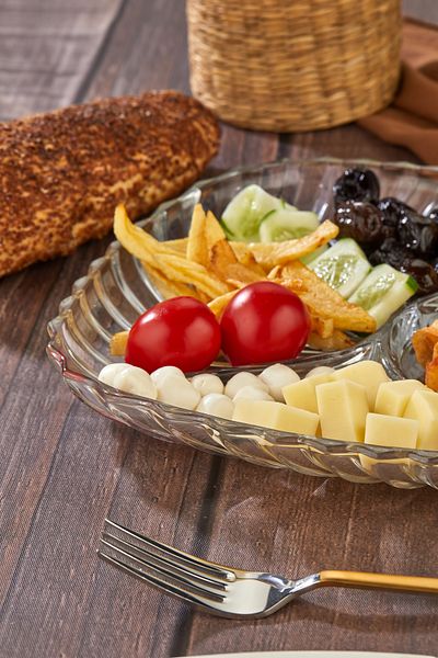 DORRY HOME 4 Compartment Glass Snack Bowl, Breakfast, Sun Bowl