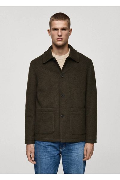 MANGO Man Woolen Boucle Jacket with Pockets