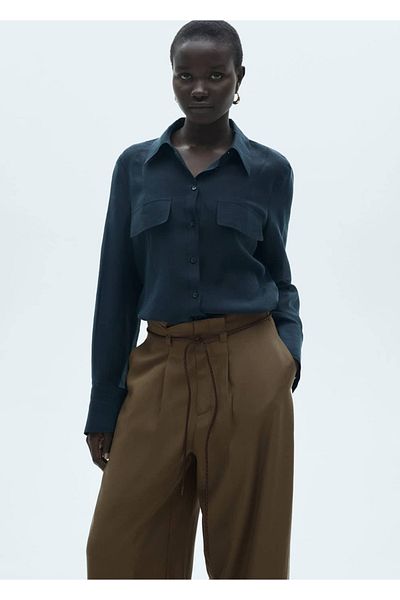 MANGO Woman Lyocell Trousers with Adjustable Drawstring