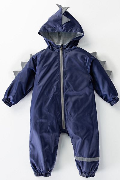 MDM Dinosaur Figured Hooded Cotton Lined Baby Girl and Boy Coat Jumpsuit - New