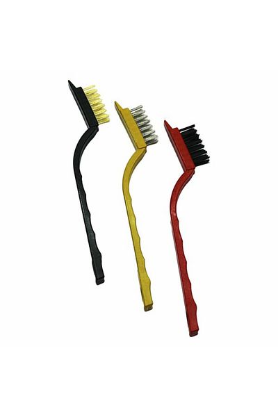 FRD GROUP 3 Piece Mini Wire Brush Set Brass - Steel - Nylon Brush (5235)