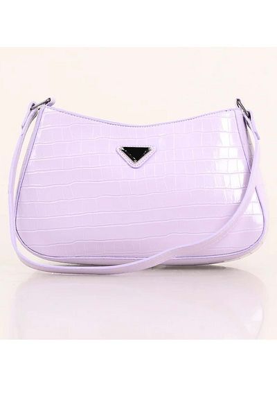 Bagorama Prad Women's Faux Leather Patterned Baguette Shoulder Bag - Lilac