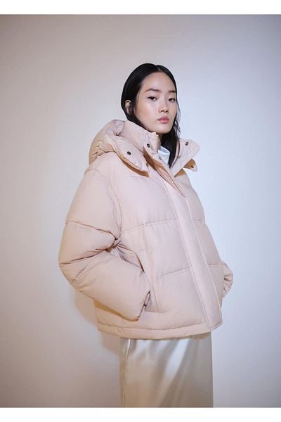 MANGO Woman Short Quilted Anorak with Hood