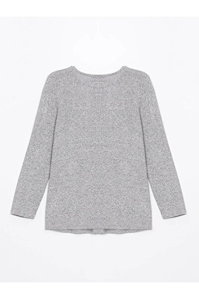 LC Waikiki LCW Grace Gri Melanj Bisiklet Yaka Taş Baskılı Kadın Bluz