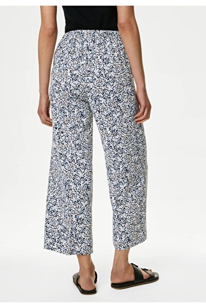 Marks & Spencer Desenli Crop Wide Leg Pantolon