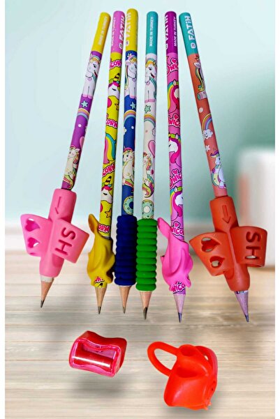 sevgi kırtasiye Unicorn 6 Lı Kurşun Kalem Kolay Kalem Tutma Aparatları Seti Ü...