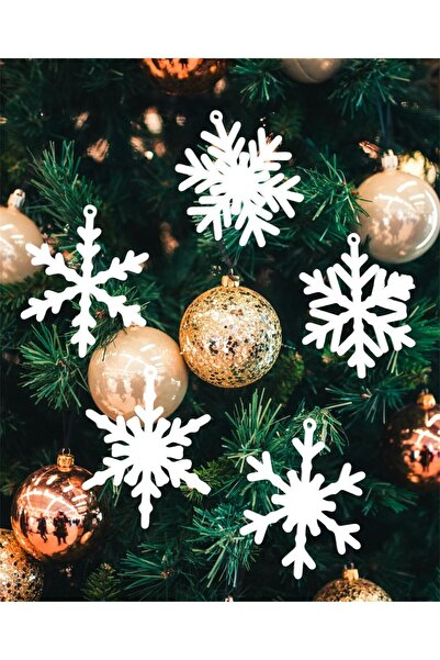 Kütahya Pazar ندفة الثلج البيضاء الأنيقة لعيد الميلاد - زخرفة شجرة هدية مكونة...