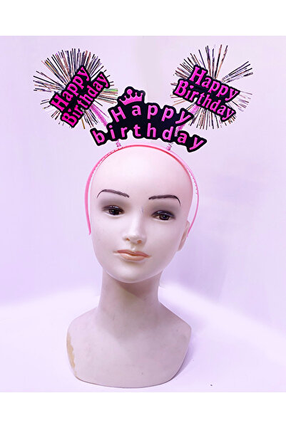 Lunaev Happy Birthday Tasseled Neon Pink Color Birthday Crown 22X19 cm Party ...