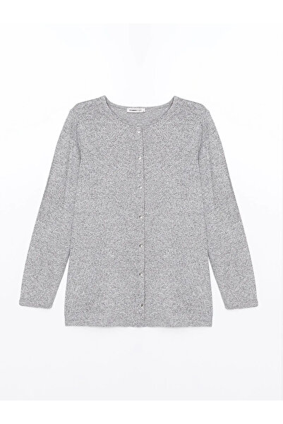 LC Waikiki LCW Grace Gri Melanj Bisiklet Yaka Taş Baskılı Kadın Bluz