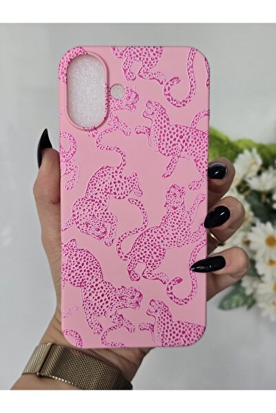 Magic Ring Iphone 16 PLUS Uyumlu İçi Kadife Lansman Leopar Baskılı Kılıf