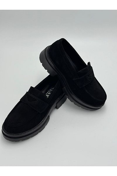 Klay Shoes Дамски черни велурени мокасини