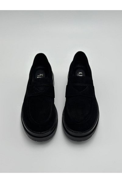 Klay Shoes Дамски черни велурени мокасини