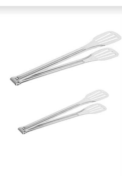 EMPA Stainless Steel Wide Mouth Oversized Barbecue and Medium Frying Tongs