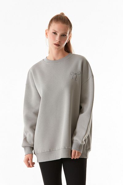 Fulla Moda Φούτερ Basic Μπεζ Στοίβα Oversize