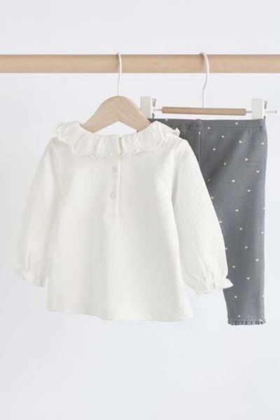 Next Baby Slid Silver Swan Patterned Long Sleeve Tights Set