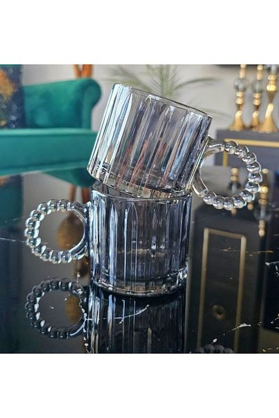 Enjoy 6-Piece Glass Mug with Bead Handle 250ml.