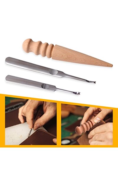 tuhafiyecimiz Deri Hobi İçin 18 Parça Başlangıç Seti, Deri El Aletleri