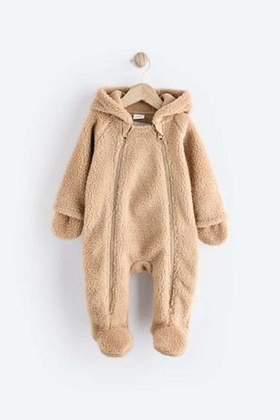 Next Baby Brown Borg Lined Astronaut Jumpsuit