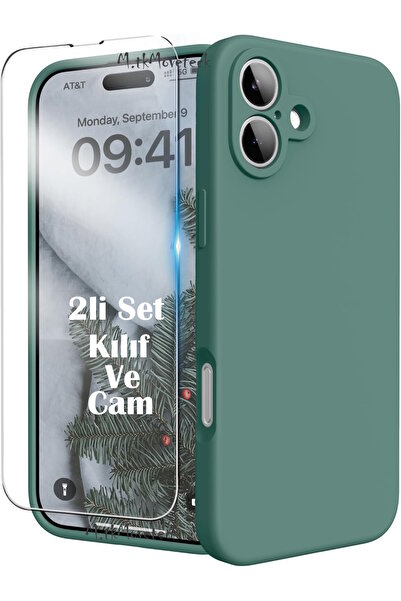 m.tk moveteck İphone 16 Plus Kılıf Kamera Korumalı Yumuşak Renkli Silikon + 9...