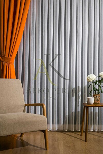 Karesi SİMLİ (PIRILTILI) BAMBU  ORTA PİLELİ 1x2,5 TÜL PERDE SALON BALKON MUTFAK TÜLÜ