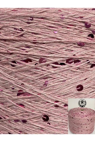 göçer Παγιέτα Dusty Pink Chunky Rose 100% βαμβακερό οπτικό δίχτυ - 3mm+6mm, 200Gr