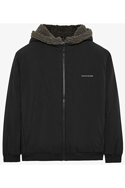 SKECHERS S242252 Outdoor Fleece Reversible Full Zip Sherpa Erkek Günlük Mont SİYAH