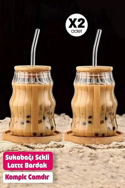 Rosemor 400ml Capacity Bamboo Cup - Set of 2 Gourd, Glasses for Coffee, Cocktail and Latte