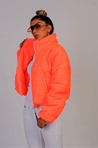 Markano Nar Çiçeği Dik Yaka Su Geçirmez Kısa Şişme Mont